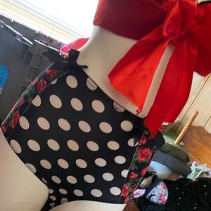 Polka Dot High-Waisted Bikini Bottoms
